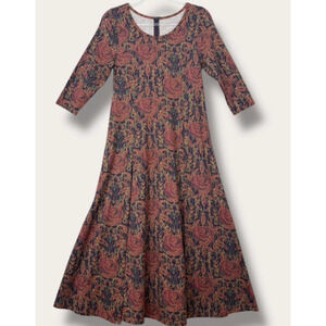 SOFT SURROUNDINGS Alcott Maxi Dress M Rustic Country Boho Grannycore Tapestry